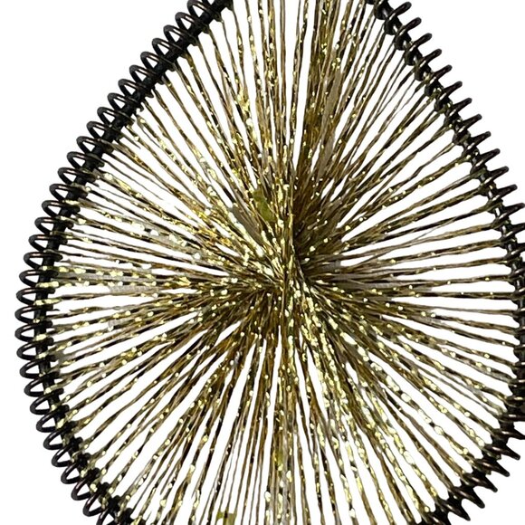 Teardrop Wire Wrapped Earrings Gold Glitter Thread Lightweight Boho Jewelry  u - Picture 2 of 4